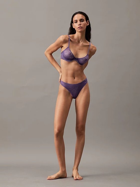 Luxusní Sheer Marquisette tanga, Fialová barva, XS, S, M, L