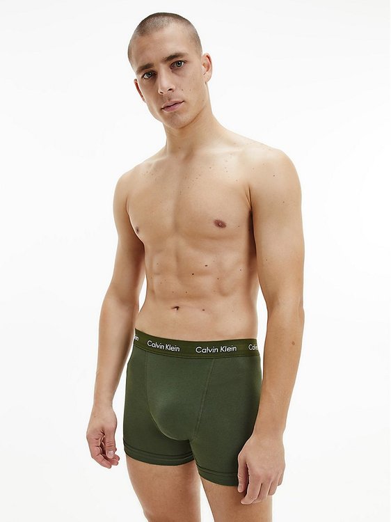Boxerky 3ks – Calvin Klein Underwear, Černá, Khaki, Modrá barva Muži, Muži