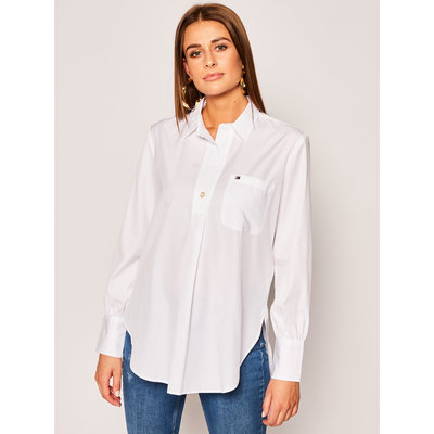 Tommy Hilfiger – TH Fit Poplin košile, Bílá barva