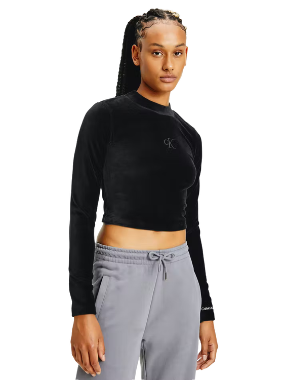 Calvin Klein Jeans – Velvet top, Černá barva