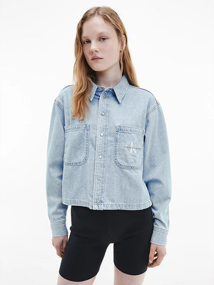 Cropped košile – Calvin Klein Jeans, Modrá barva Ženy