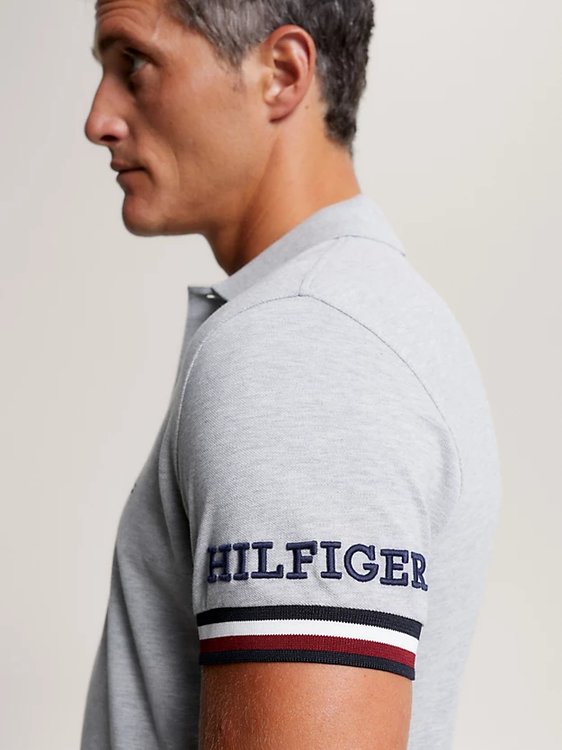 Luxusní Monotype Cuff polo, Šedá barva, M, L