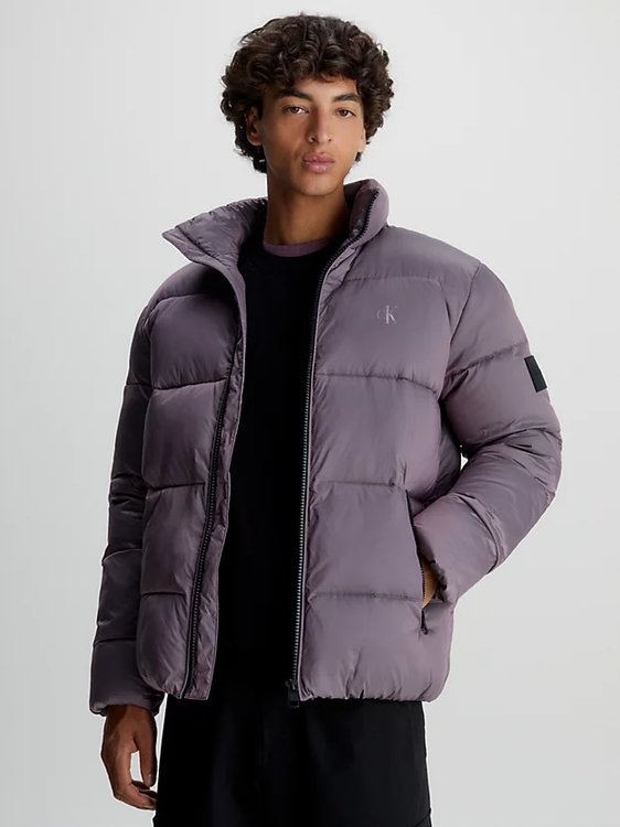 Calvin Klein Jeans – Ripstop Puffer bunda, Fialová barva