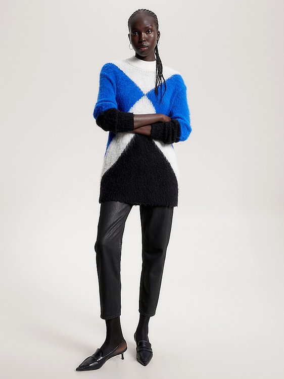 Exploded Argyle svetr – Tommy Hilfiger, Modrá barva Ženy