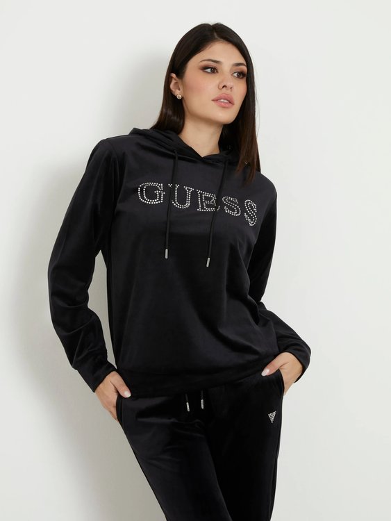 GUESS – Couture mikina s kapucí, Černá barva