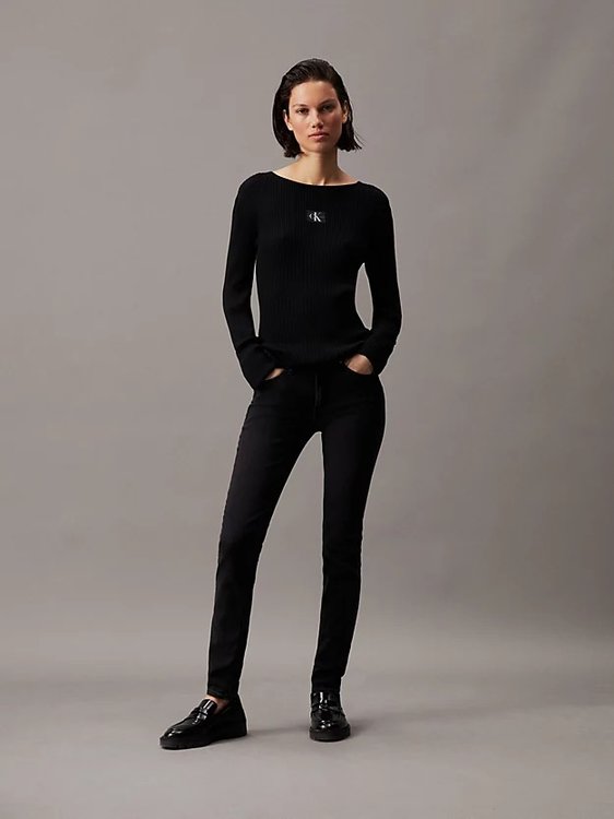 Luxusní Mid Rise Skinny jeans, Černá barva, 25/30, 26/30, 27/30, 28/30, 29/30, 30/30, 31/30