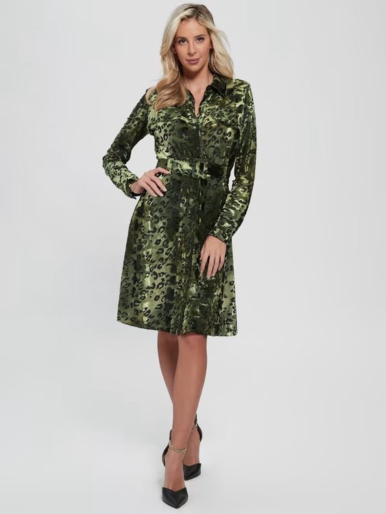 GUESS – Ebonie šaty, Zelená barva