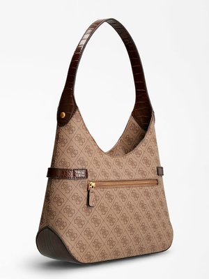 Zadie logo kabelka – Guess, Hnědá, Krémová barva Ženy