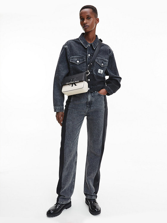 Cropped denim bunda – Calvin Klein Jeans, Černá barva Ženy