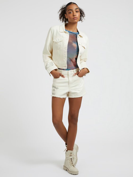 Módní Stevie Denim bunda, Krémová barva, 2023