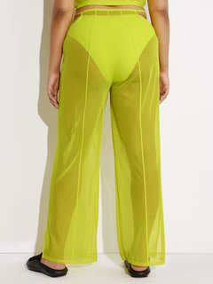 Luxusní Tie Detail Mesh kalhoty, Žlutá barva, M, L