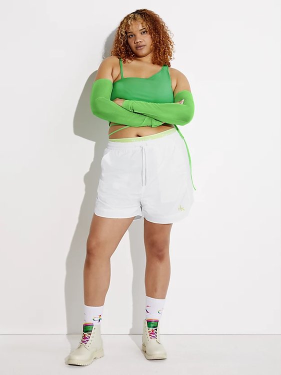 Calvin Klein Jeans – Monologo Nylon šortky, Bílá barva 1