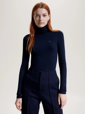 Tommy Hilfiger – Slim Rib Roll svetr, Navy barva