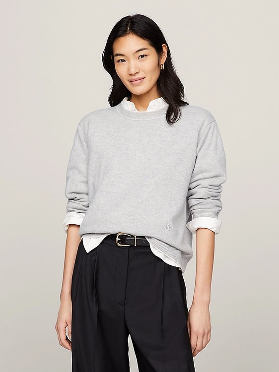 Tommy Hilfiger – Cashmere svetr, Šedá barva