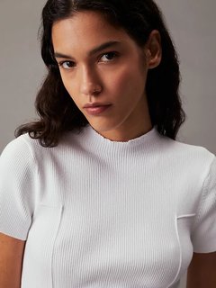 Luxusní SEAMING SWEATERšaty, Bílá barva, XS, S, M, L, XL