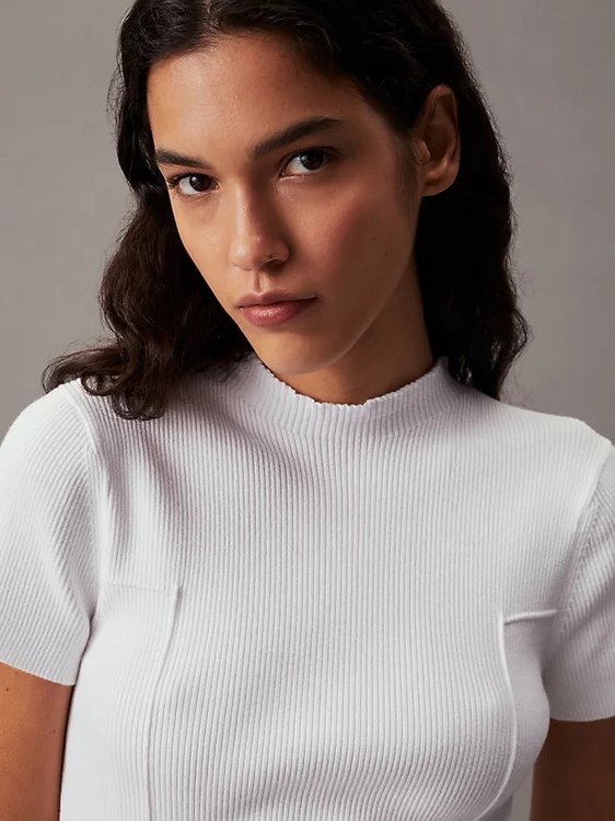 Luxusní SEAMING SWEATERšaty, Bílá barva, XS, S, M, L, XL