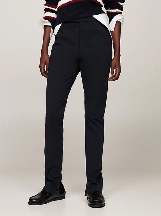 Tommy Hilfiger – Slim Cotton Gabardine kalhoty, Černá barva