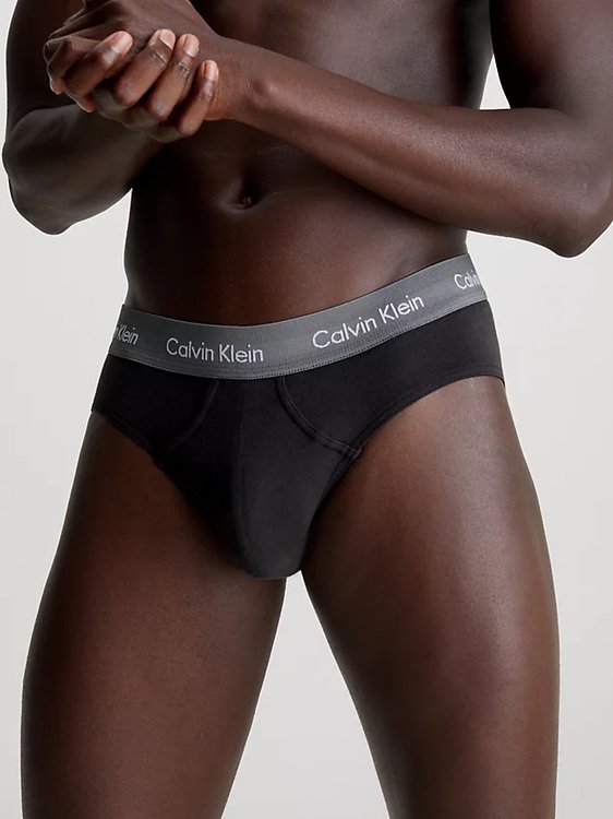 Cotton Stretch slipy 3ks – Calvin Klein Underwear, Černá barva Muži