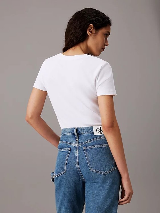Woven Label triko – Calvin Klein Jeans, Bílá barva Ženy