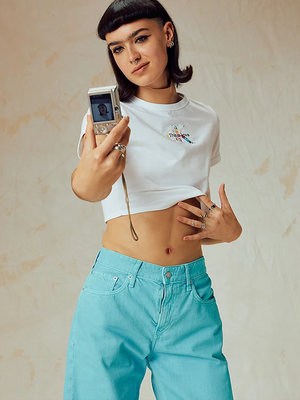 Logo crop tričko Bílá barva Ženy