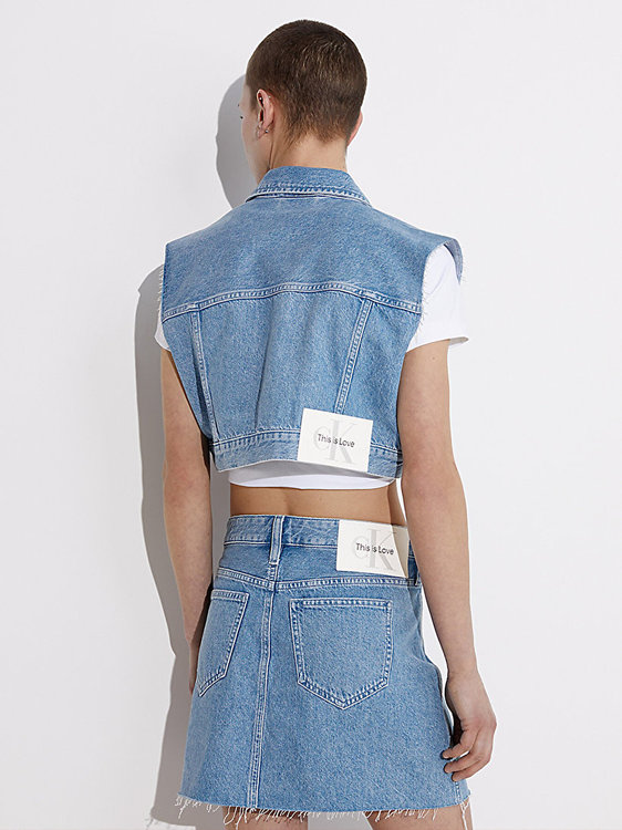 Extreme Crop 90's Denim vesta – Calvin Klein Jeans, Modrá barva Ženy