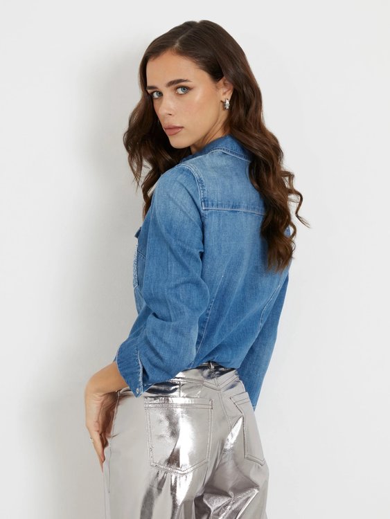 Equity košile – GUESS, Modrá barva Ženy