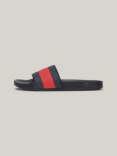 Tommy Hilfiger, Černá barva Rubber TH Flag Pool pantofle