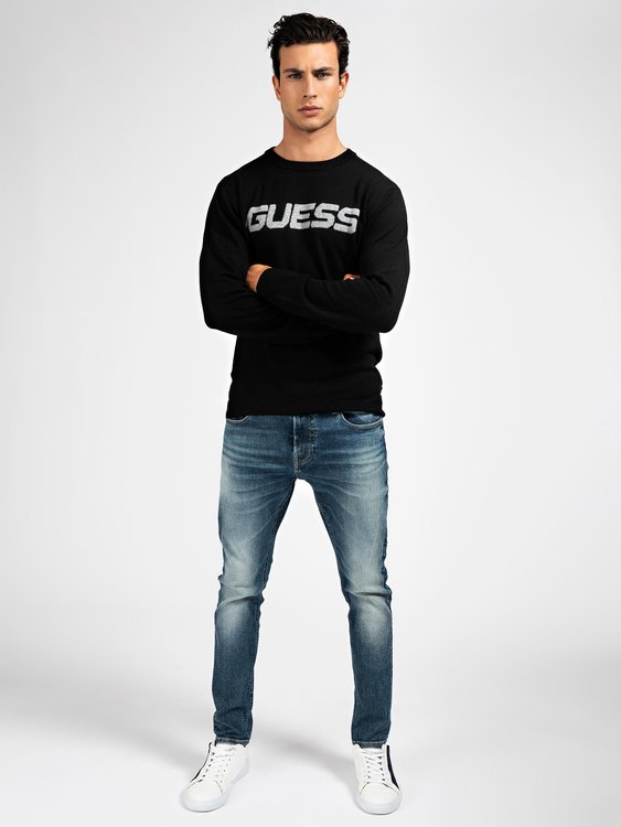 GG svetr – Guess, Bílá, Černá barva Muži, Muži