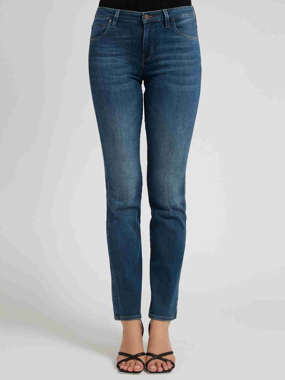 Módní Rovné slim fit džíny, Modrá barva, 2022 1