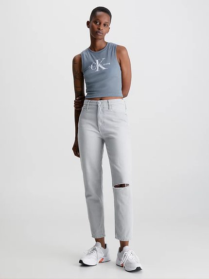 Módní Mom jeany, Šedá barva, 2023