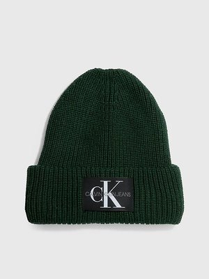 Calvin Klein Jeans – Monologo Beanie čepice, Zelená barva