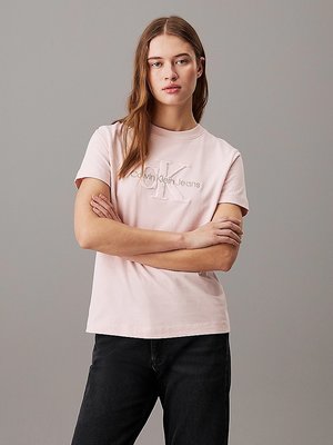 Calvin Klein Jeans – Chenille Monol triko, Růžová barva