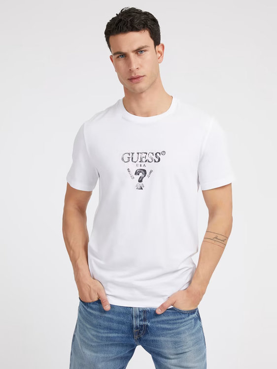 GUESS – Geo triko, Bílá barva