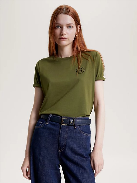 Tommy Hilfiger – Modern Regular triko, Zelená barva