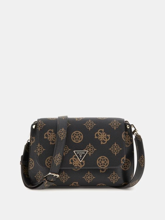 GUESS – Meridian Flap crossbody, Hnědá barva