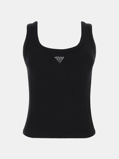 Rhinestones Triangle Logo tílko Černá barva Ženy