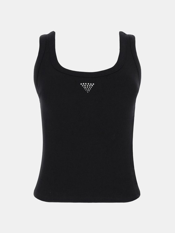 Rhinestones Triangle Logo tílko Černá barva Ženy