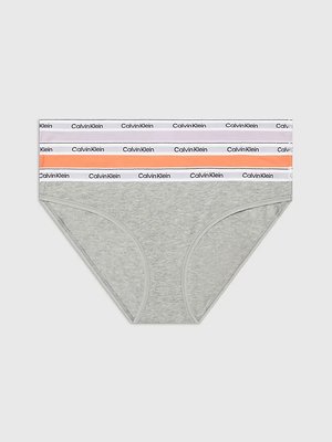 Calvin Klein Underwear – Modern Logo bikiny 3ks, Fialová, Multi, Oranžová, Šedá barva