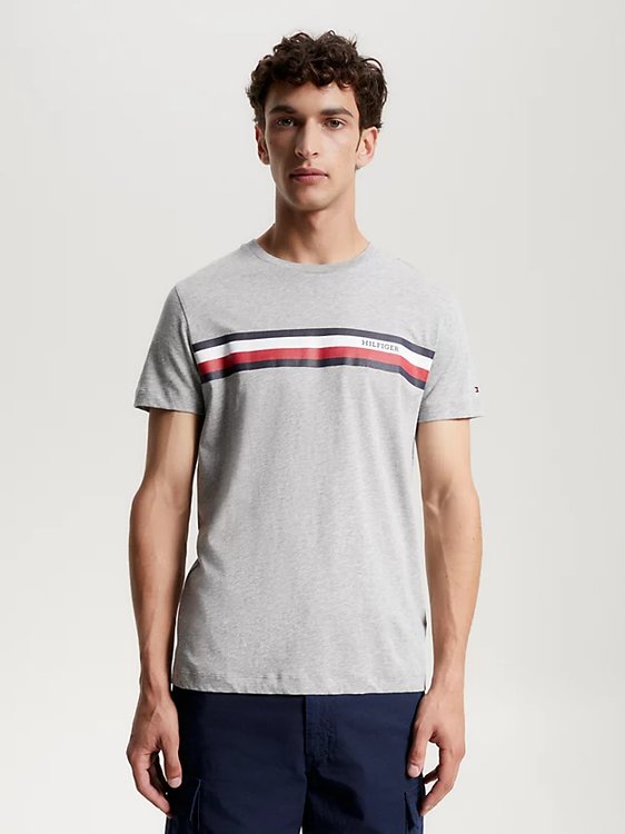 Tommy Hilfiger – Monotype Chest triko, Šedá barva