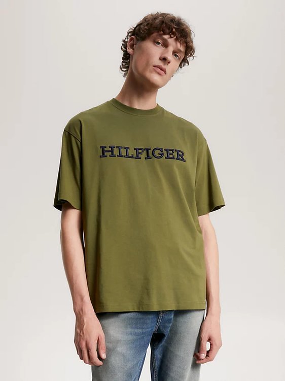 Tommy Hilfiger – Monotype Embro triko, Zelená barva