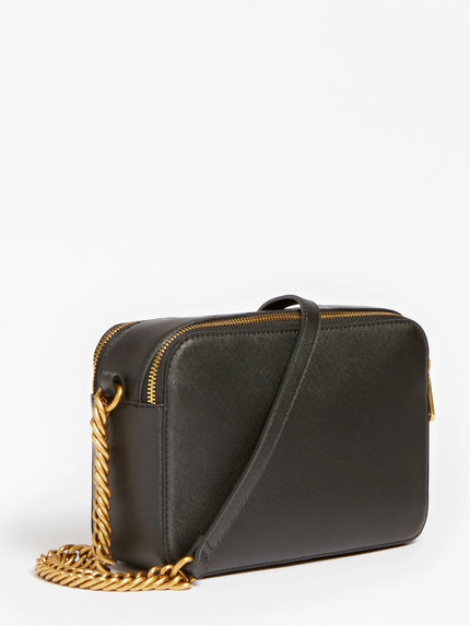 Módní Aura Saffiano crossbody, Černá barva, 2022