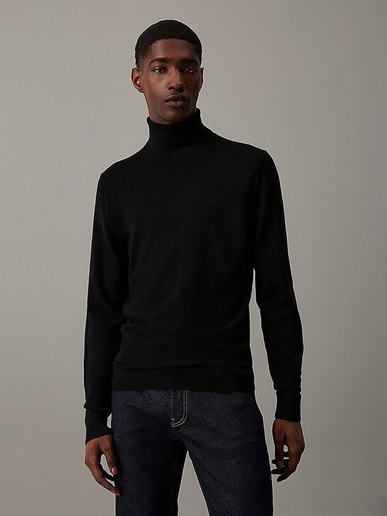 Calvin Klein – Merino svetr, Černá barva