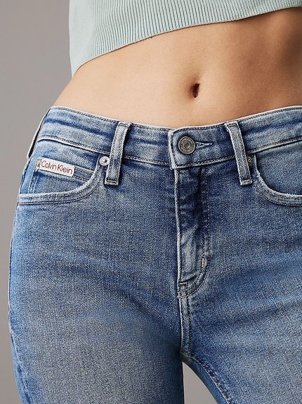 Módní Mid Rise Skinn jeans, Modrá barva, 2024