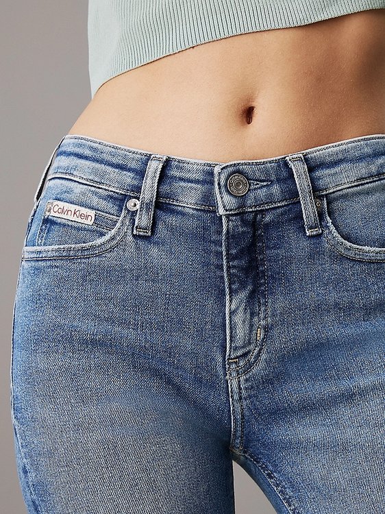 Módní Mid Rise Skinn jeans, Modrá barva, 2024