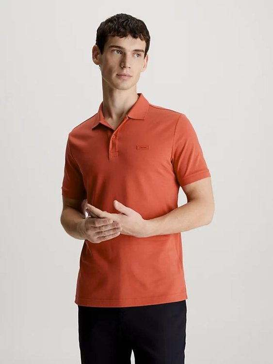 Calvin Klein – Smooth Cotton polo, Oranžová barva