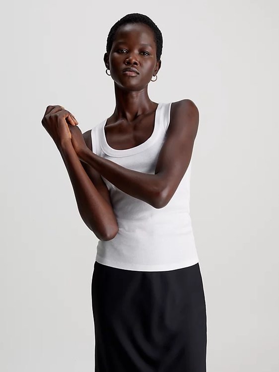 Calvin Klein – Cotton Rib Tank tílko, Bílá barva