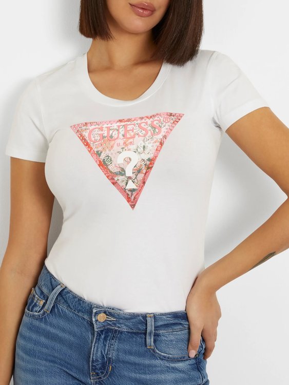 Luxusní Satin Triangle triko, Bílá barva, XS, S, M, L, XL