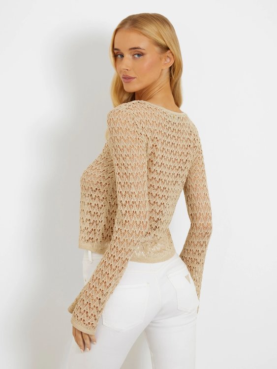 Clarissa  Cardigen – GUESS, Béžová, Zlatá barva Ženy