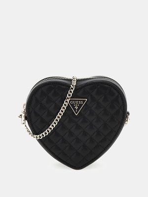 GUESS – Rianee Quilt Heart crossbody, Černá barva