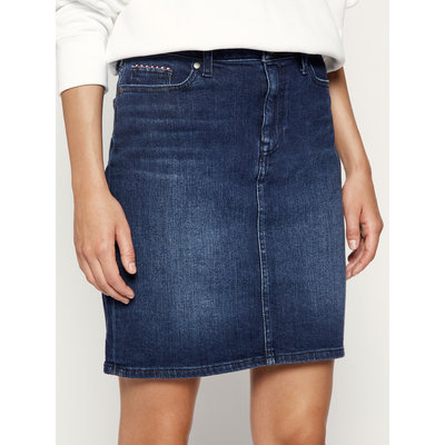 Tommy Hilfiger – TH Džínová sukně, Modrá barva
